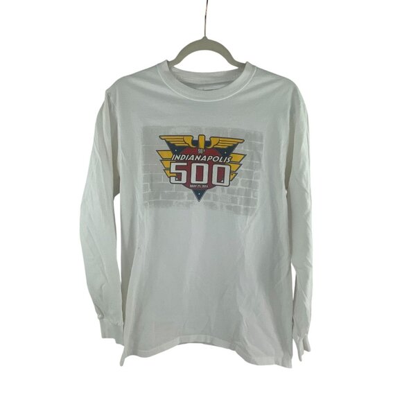 Indianapolis Motor Speedway White Long Sleeve Graphic Shirt M Crew Neck Cotton - Picture 1 of 8